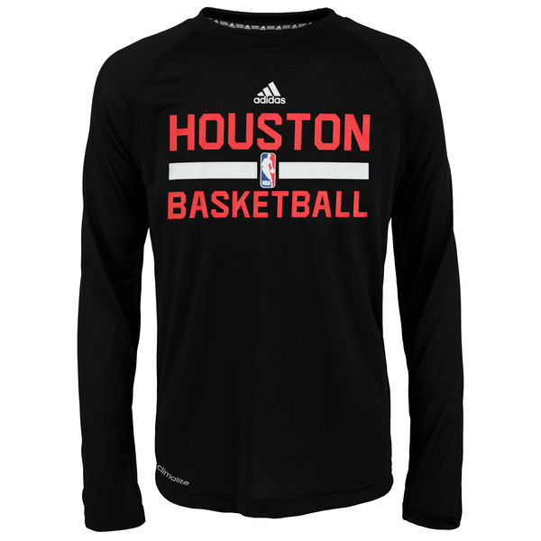 NBA Men Houston Rockets adidas OnCourt Climalite Ultimate Long Sleeve TShirt Black